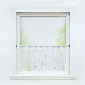 Панельные шторы Joyswahl, современная штора-бистро, кухонные шторы, стиль кантри, короткие шторы, волнистые полосы, прозрачный шнурок, серебристый, В x Ш 60 x 140 см, серебро