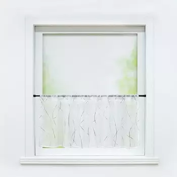 Панельные шторы Joyswahl, современная штора-бистро, кухонные шторы, стиль кантри, короткие шторы, волнистые полосы, прозрачный шнурок, серебристый, В x Ш 30 x 90 см, серебро