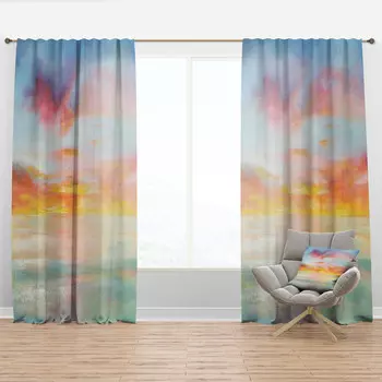 Панно для штор Designart, синий / розовый