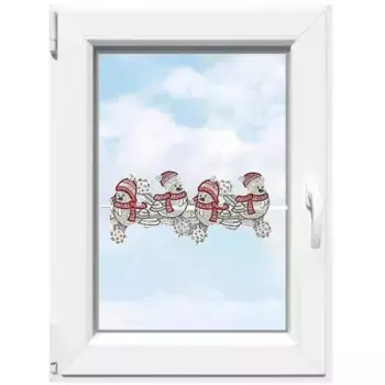 Панно с вышивкой Плауэн «Зимние птицы», (1 шт.), декор окна «Зимние птицы» Stickereien Plauen, белый/красный