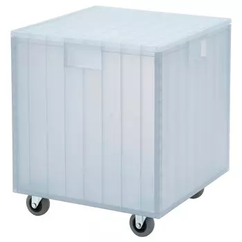 PANSARTAX Коробка с крышкой + колесиками, прозрачная серо-голубая, 33x33x33 см IKEA