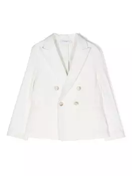 Paolo Pecora Kids двубортный пиджак с заостренными лацканами, белый