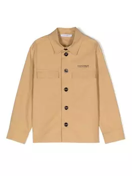 Paolo Pecora Kids поплиновая куртка-рубашка с логотипом, желтый