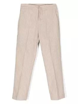 Paolo Pecora полосатые брюки строгого кроя, нейтральный цвет