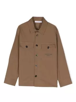 Paolo Pecora рубашка с длинными рукавами и логотипом, коричневый