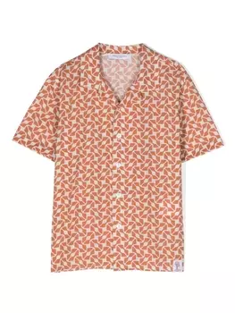 Paolo Pecora рубашка с графичным принтом, коричневый