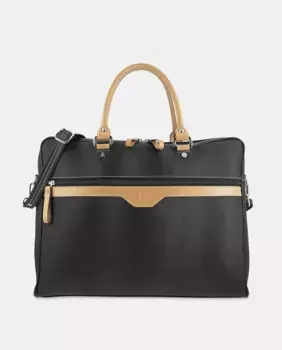 Папка-портфель для документов из воловьей кожи и холста черного цвета El Potro, черный