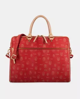 Папка-портфель для документов из воловьей кожи и парусины El Potro, красный