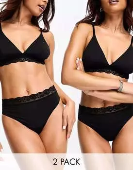 Пара черных стрингов Brave Soul mavis с кружевной отделкой