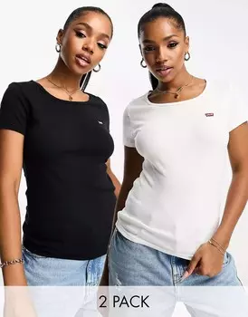 Пара футболок Levi's белого и черного цвета с логотипом