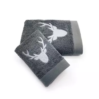 Пара хлопковых махровых полотенец - Аляска Lisola, свинец