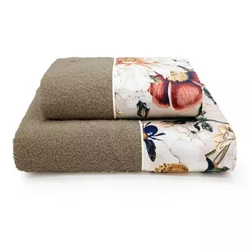 Пара хлопковых махровых полотенец с цветочным воланом - Dafne Lisola, горлинка