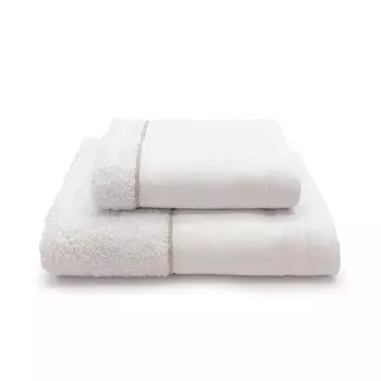 Пара хлопковых махровых полотенец с льняными рюшами - Бостон Lisola, цвет Bianco