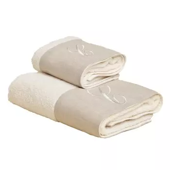 Пара махровых полотенец , цвет C буквами и льняной оборкой - Сантьяго Lisola