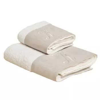 Пара махровых полотенец с бу, цвет Kвами и льняной обор, цвет Kой - Сантьяго Lisola