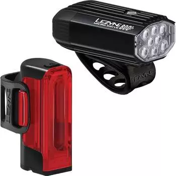 Пара micro drive 800 plus + strip drive 300 plus light Lezyne, цвет satin black/black