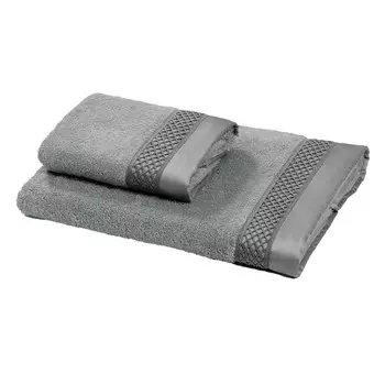 Пара полотенец с атласной и кружевной оборкой - Brio Dea, цвет Grigio