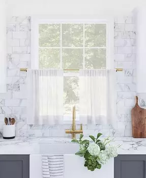 Пара текстурированных штор для кафе Slub, 56 x 24 дюйма Archaeo, белый