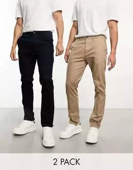 Пара узких чинос темно-синего цвета с камнями ASOS (2 шт.)
