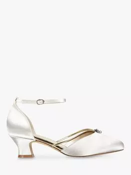 Paradox London Aliya Сатиновые туфли-лодочки из двух частей в винтажном стиле, цвет слоновой кости