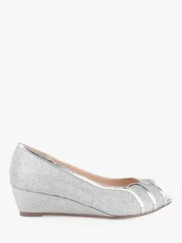 Paradox London Juno Широкие туфли на низкой танкетке с блестками, серебристый