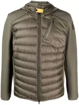 Parajumpers пуховик с нашивкой-логотипом, зеленый