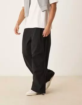 Парашютные брюки ASOS DESIGN из поплина черного цвета