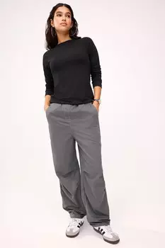 Парашютные брюки карго с чистой талией Next, серый