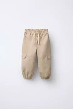 Парашютные брюки " маргаритка" ZARA, бежевый