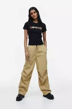 Парашютные штаны H&M, бежевый