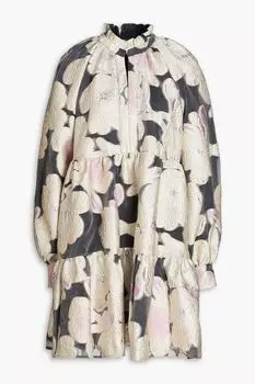 Парчовое платье мини Jasmine со сборками STINE GOYA, бежевый