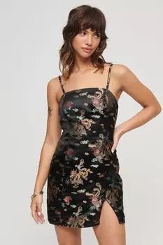 Парчовое платье мини Superdry, черный