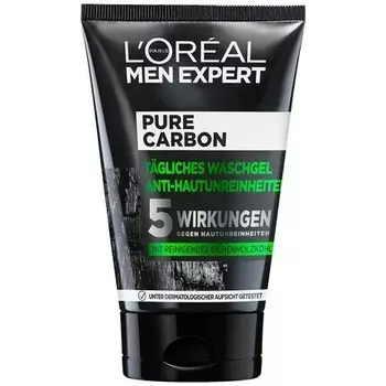 Paris Men Expert Средство для умывания лица для мужчин с загрязненной кожей Pure Carbon Средство для умывания против дефектов кожи 1 X 100 мл, L'Oreal