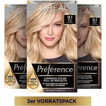 Paris PreFeRence 9.1 Очень Светлый Пепельный Блондин, L'Oreal