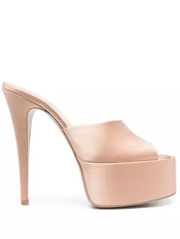 Paris Texas атласные мюли Marina 160 на платформе, нейтральный цвет