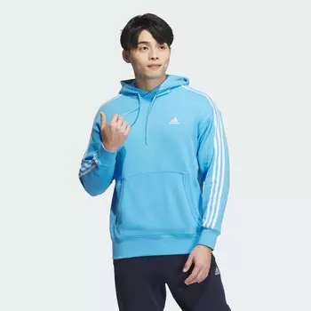 Парка Adidas Essentials Plus Loose Fit 3-Stripes French Terry Pullover Hoodie, цвет Semi Blue Burst