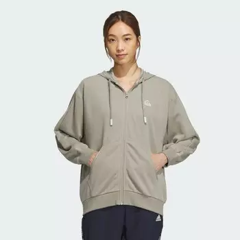 Парка Adidas Warding loose fit fleece full zip hoodie, цвет Silver Pebble