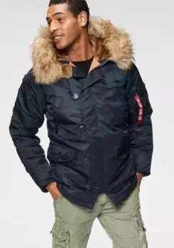 Парка Alpha Industries "N3B VF 59" с капюшоном и съемным воротником из искусственного меха, цвет морской волны