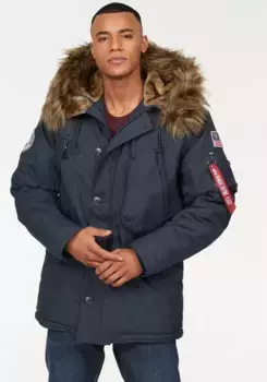 Парка Alpha Industries "POLAR JACKET", с капюшоном, синий