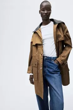 Парка длиной до колена H&M, коричневый