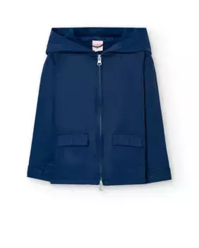 Парка для девочек с капюшоном и передними карманами Boboli, тёмно-синий