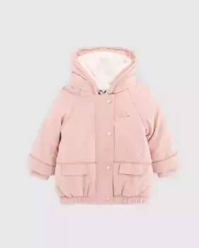 Парка для девочки на молнии и кнопках IKKS, розовый