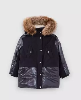 Парка для девочки с темно-синим пуховиком IKKS, темно-синий