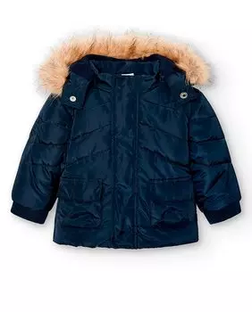 Парка для мальчика с капюшоном и карманами Boboli, темно-синий