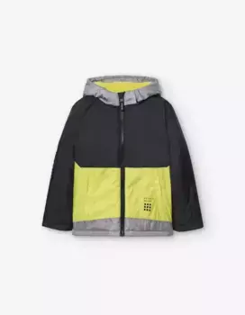 Парка для мальчика в стиле колор-блок с капюшоном и застежкой-молнией Losan, мультиколор