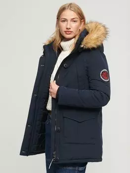 Парка Everest из искусственного меха с капюшоном Superdry, темно-синий