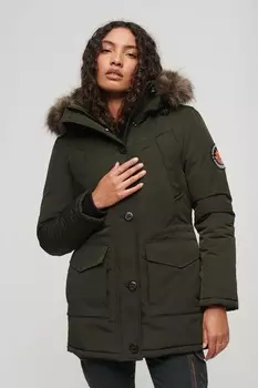 Парка Everest с капюшоном из искусственного меха Superdry, зеленый