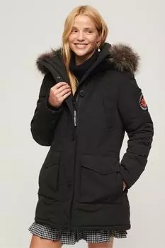 Парка Everest с капюшоном из искусственного меха Superdry, черный