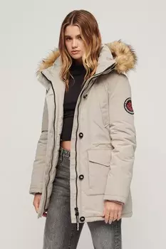 Парка Everest с капюшоном из искусственного меха Superdry, серый