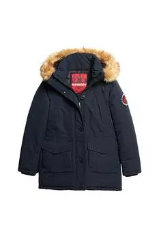 Парка Everest с капюшоном из искусственного меха Superdry, синий